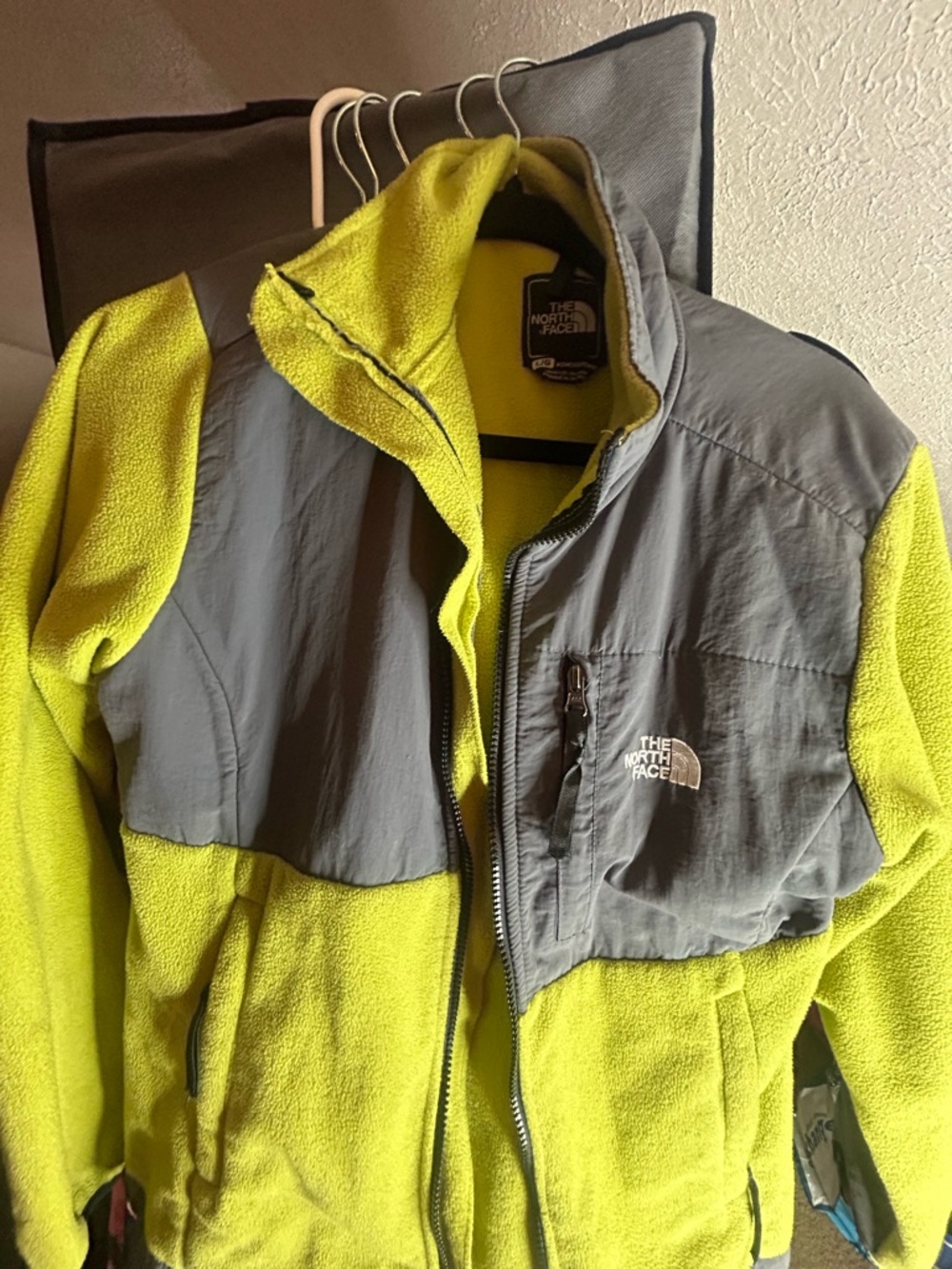 North Face Women's Denali Lime Green & Gray Fleece Jacket